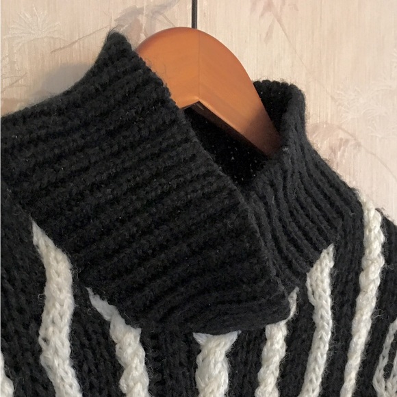 Cristina’s Black and White Shawl Neck Pullover Sweater Medium - Picture 9 of 13